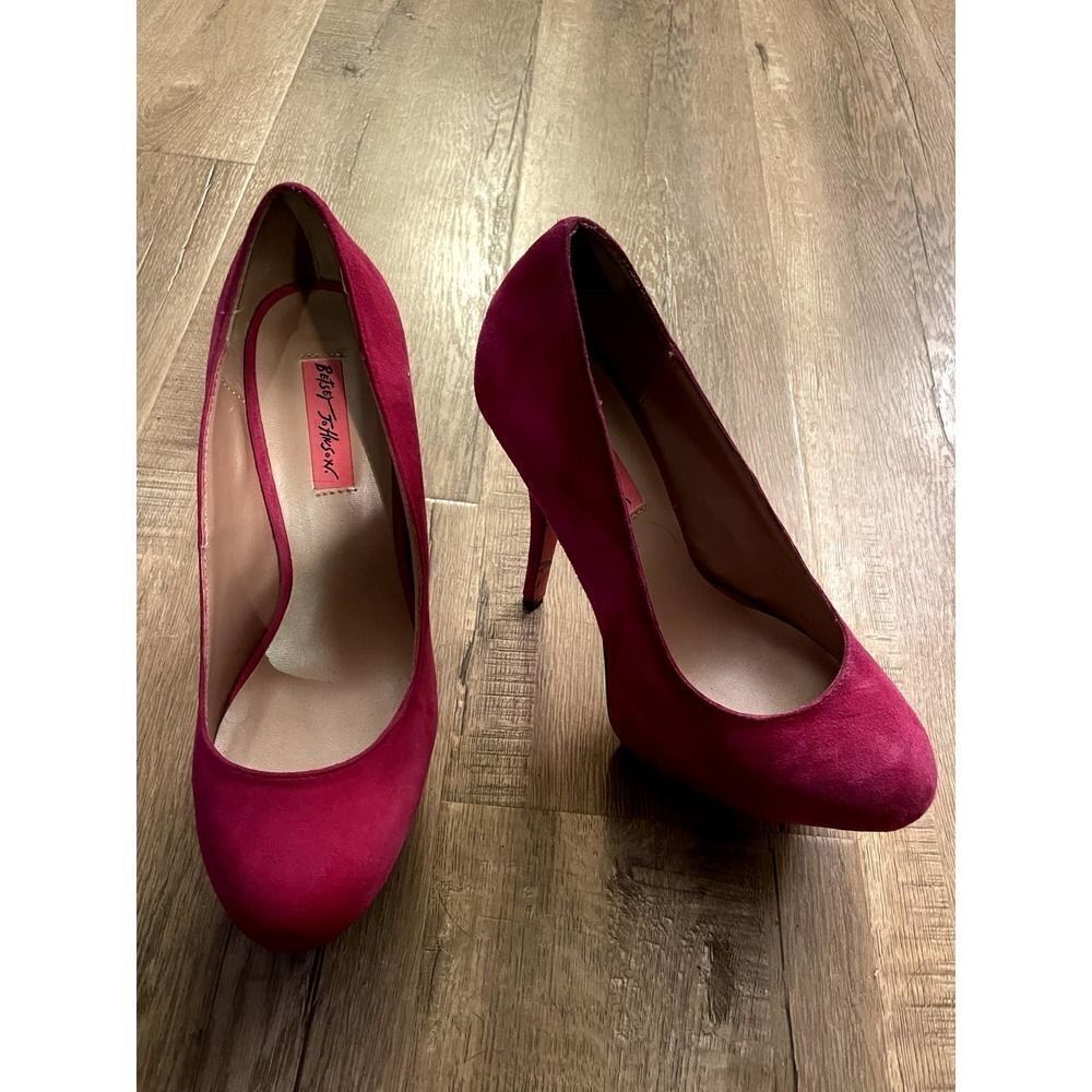 Betsey Johnson Pink Suede Spiked Platform Heel-9.5